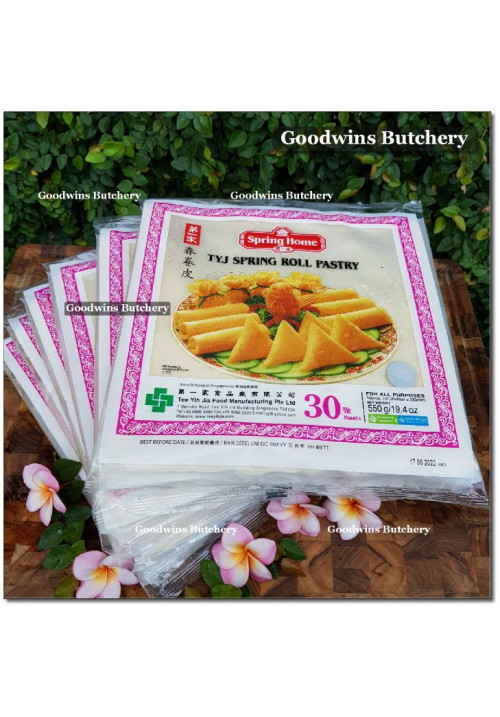 Pastry frozen SKIN SPRING ROLL samosa kulit lumpia TYJ Spring Home Singapore 10" 25cm 30 sheets 550g